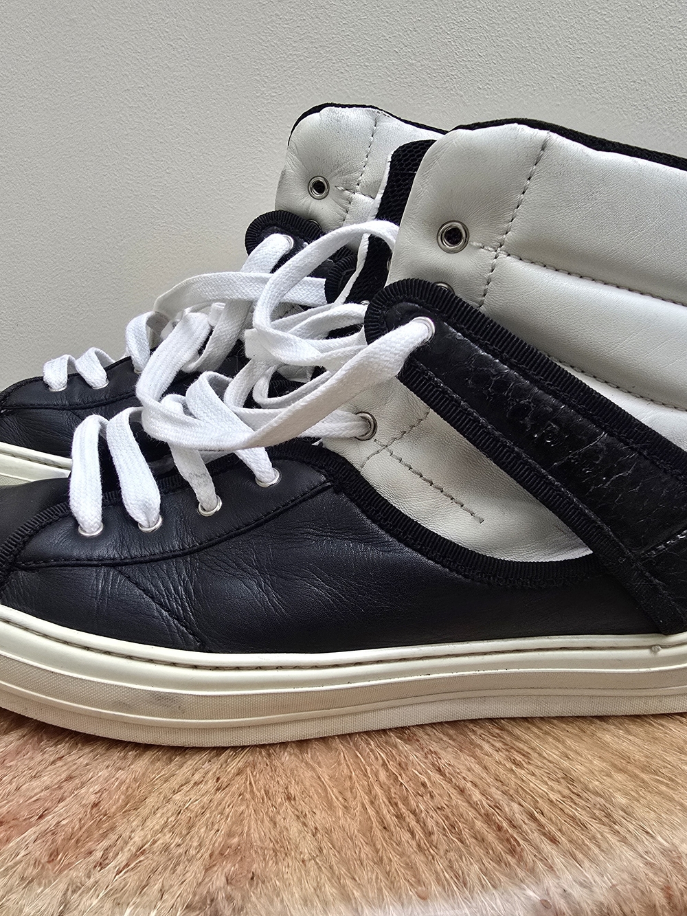 Salvatore Ferragamo Black and White High-Top Sneakers